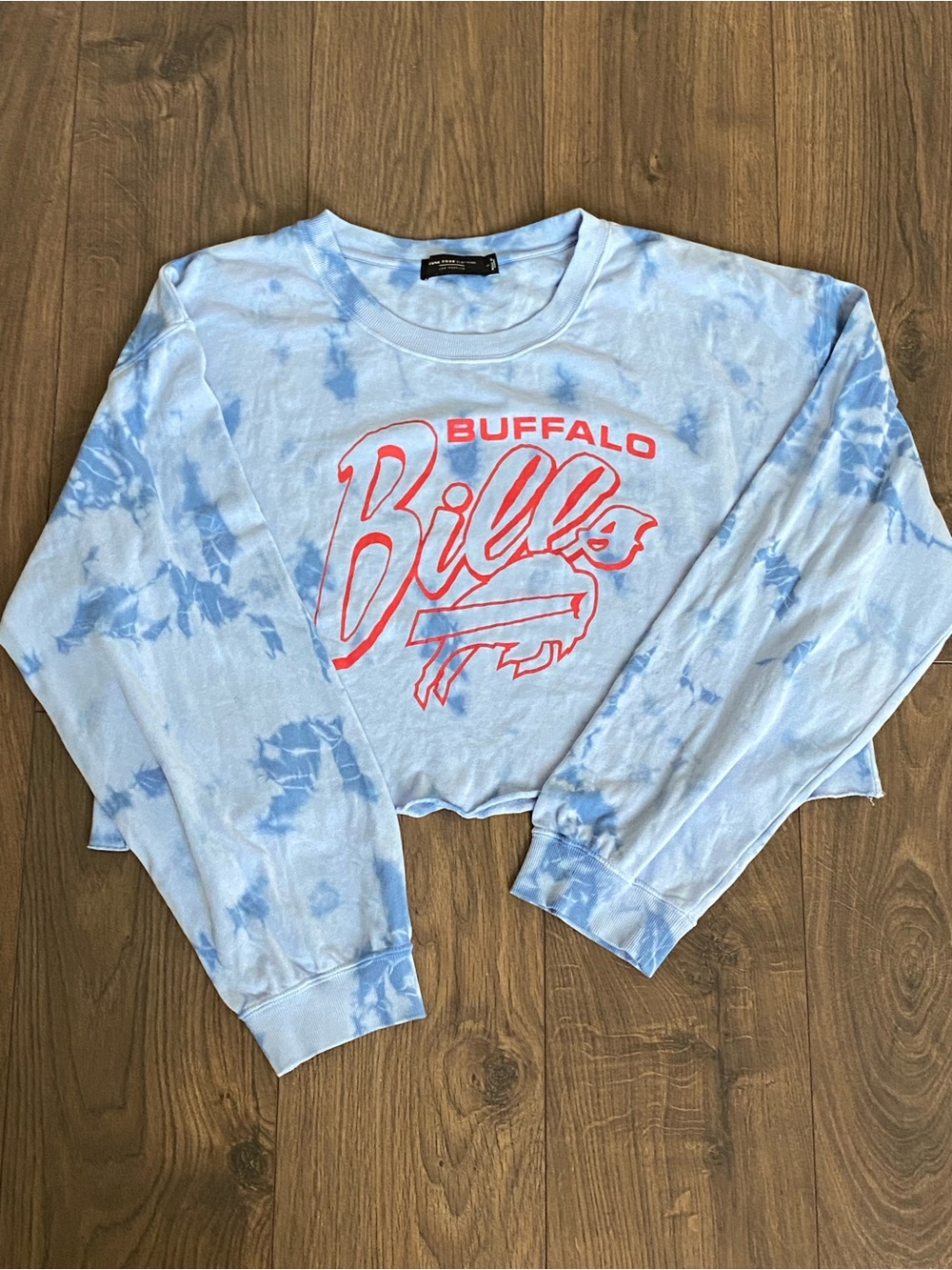 Junk Food Clothing Light Blue Tie-Dye Buffalo Bills Cropped Sweatshirt